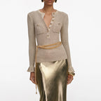 Gold Lurex Ribbed Knit Top