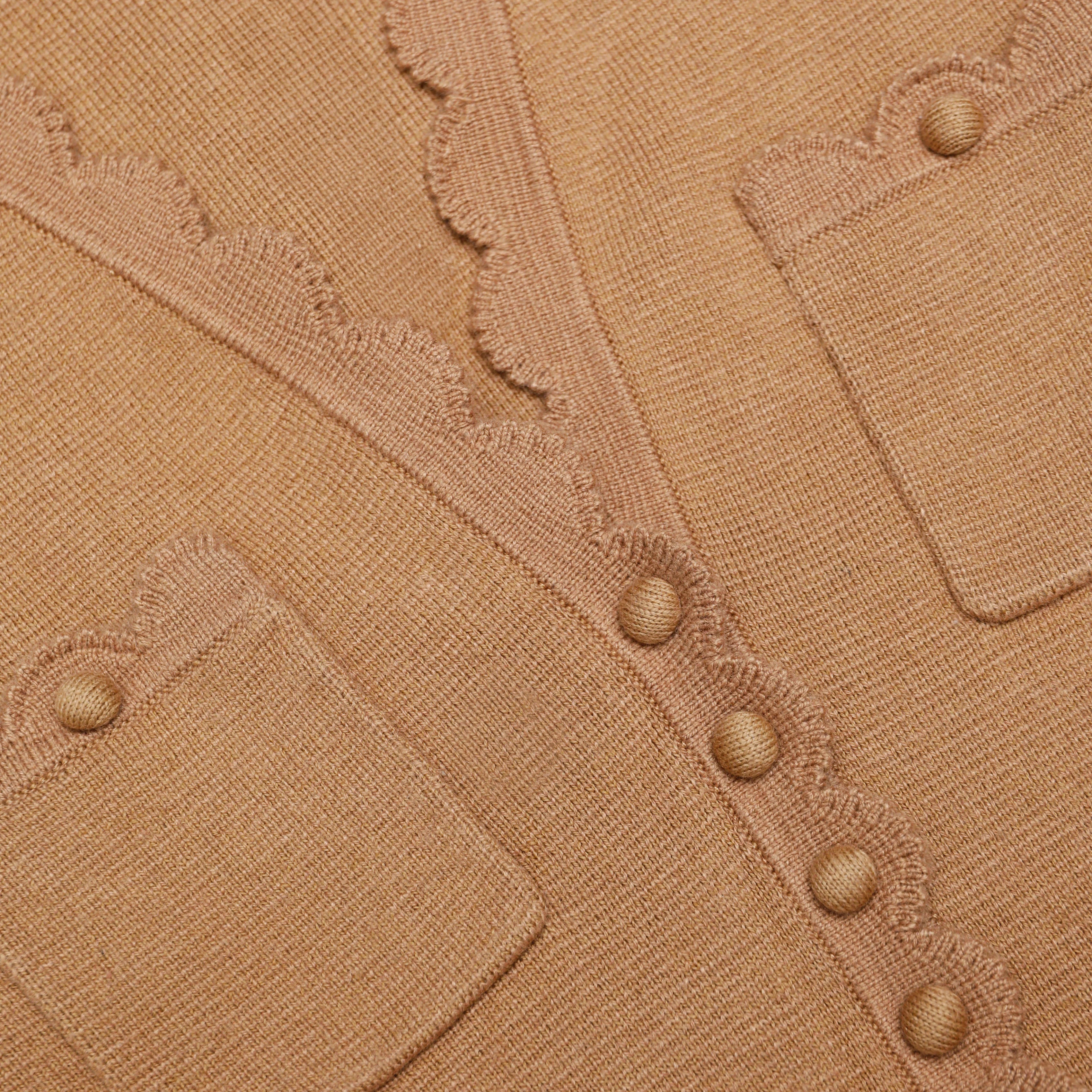 Camel Knit Peplum Midi Dress