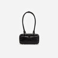 Black Croc Leather Mini Shoulder Bag