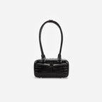 Black Croc Leather Mini Shoulder Bag