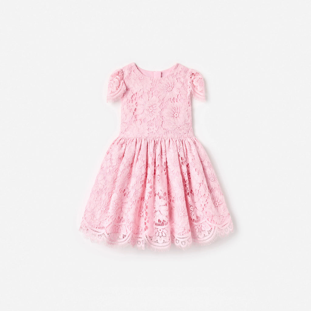 Pink Floral Lace Dress