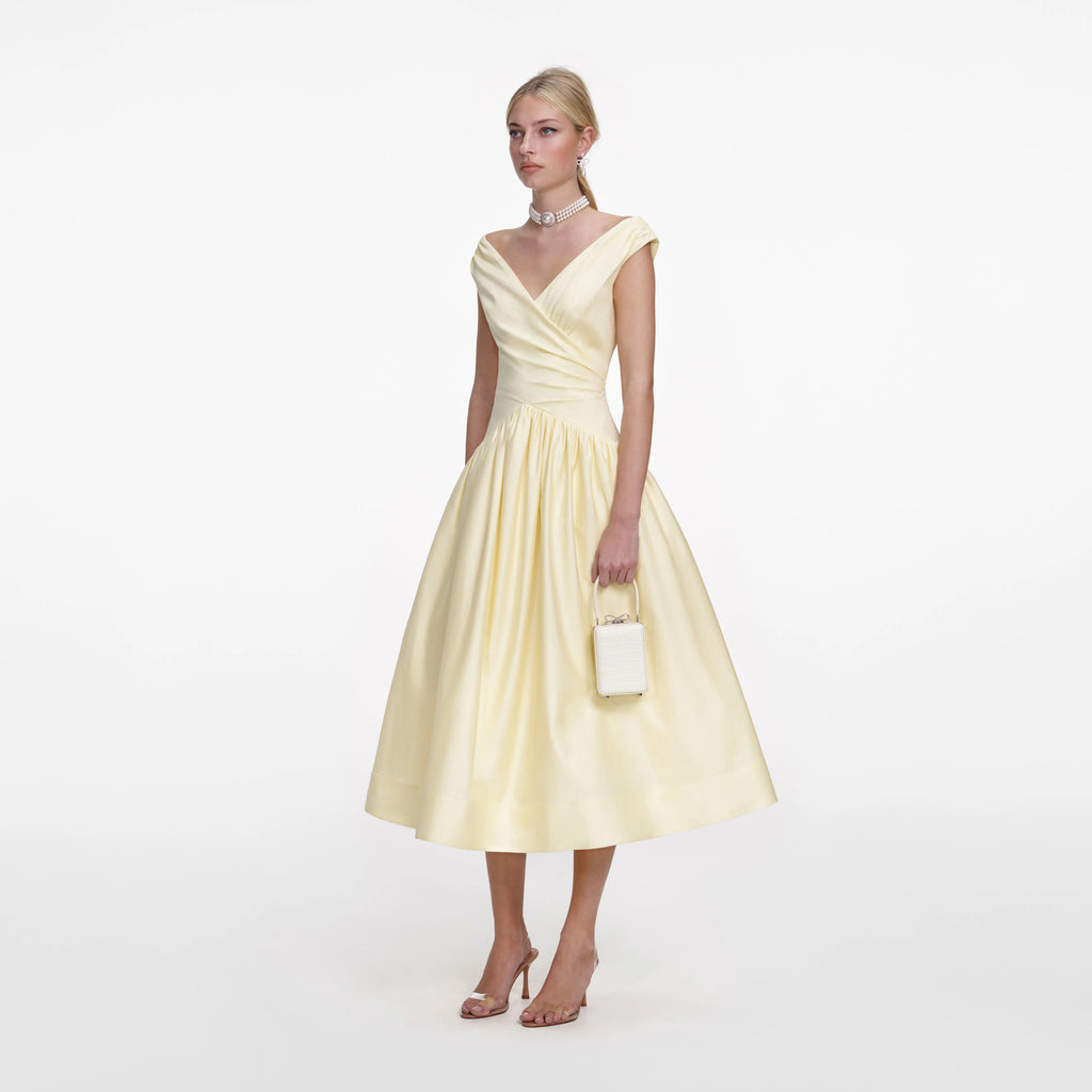 Yellow Cotton Midi Dress