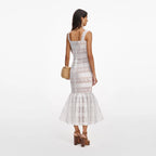 White Cotton Embroidered Midi Dress