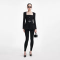 Black Crepe Tailored Top