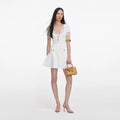 White Pointelle Knit Mini Skirt