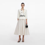Cream 3D Flower Polka Dot Midi Dress