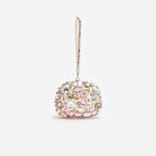 Multi Crystal Embellished Top Handle Clutch Bag