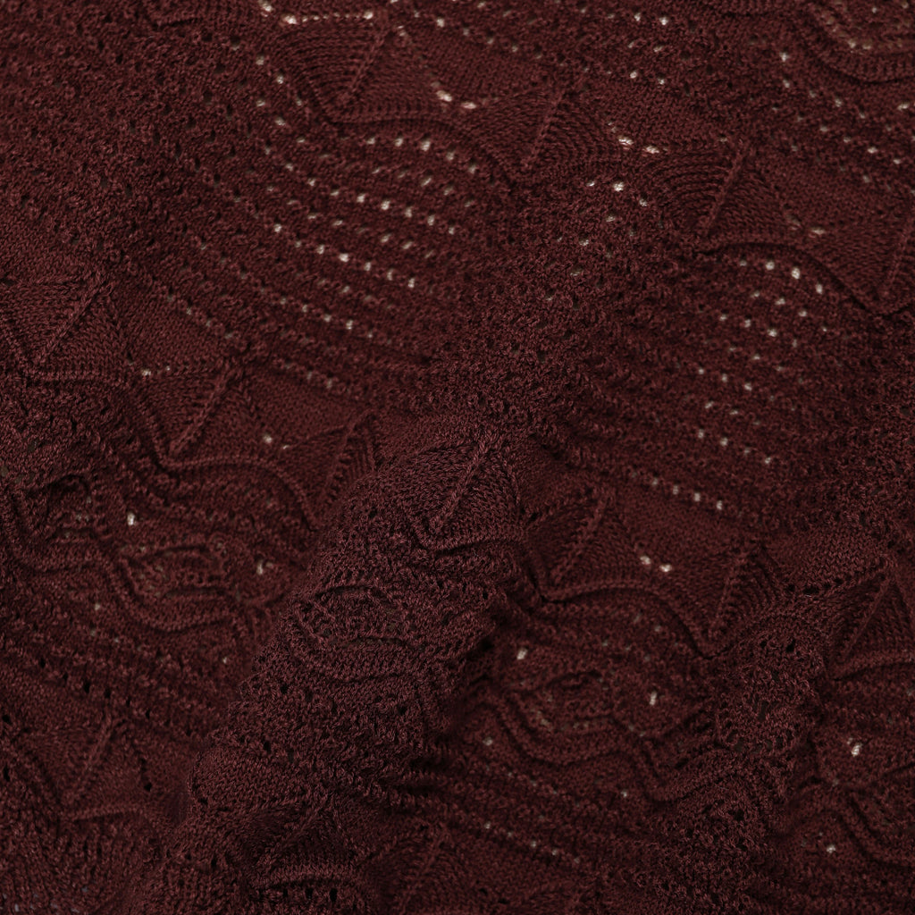 Brown Pointelle Knit Mini Skirt
