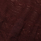 Brown Pointelle Knit Mini Skirt