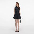 Indigo Denim Flared Mini Dress