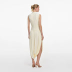 Yellow Jersey Wrap Midi Dress