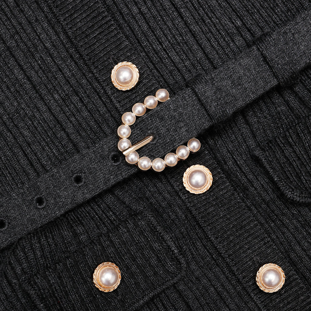 Grey Knit Twill Midi Dress