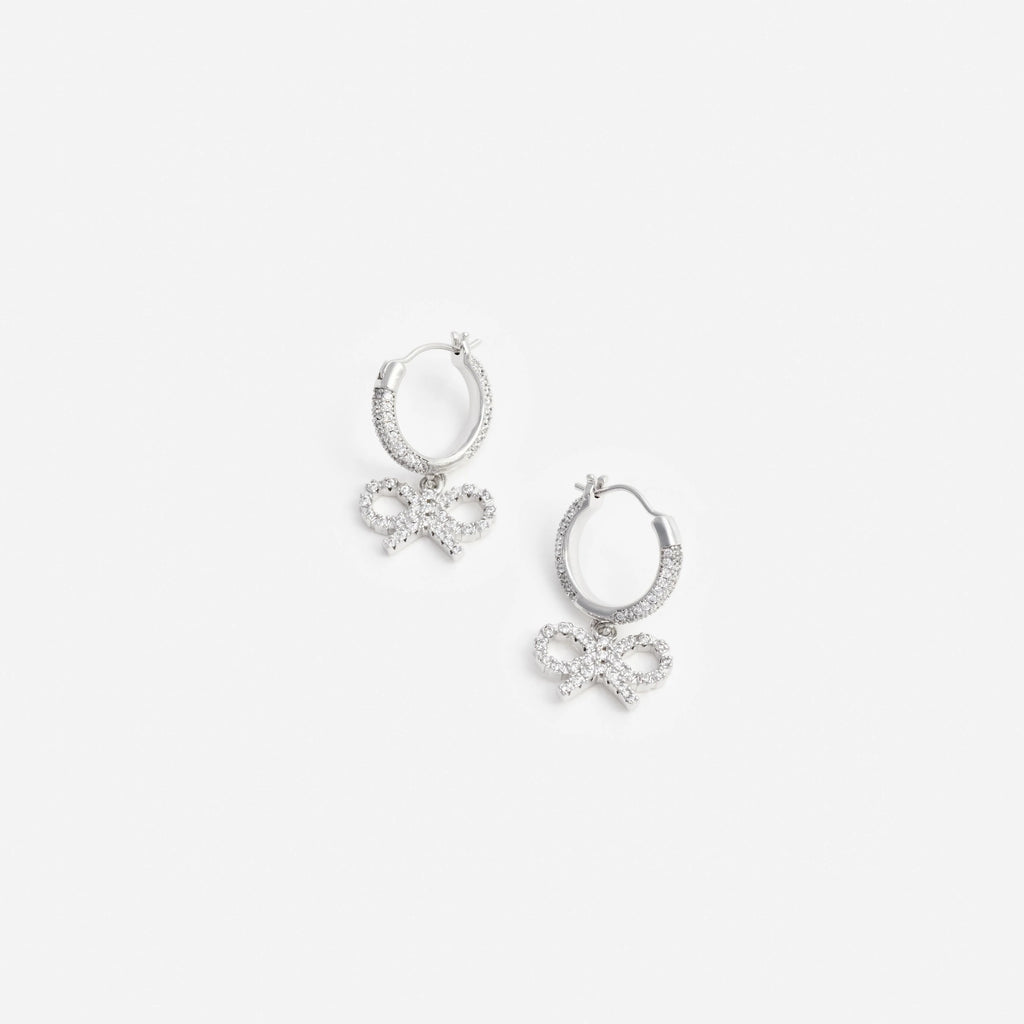 Crystal Bow Hoop Earrings