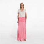 Pink Jersey Gathered Maxi Skirt