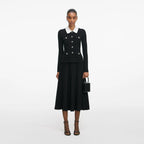 Black Tailored Knit Midi Dress