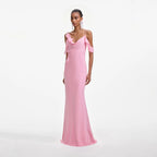 Pink Georgette Flower Maxi Dress