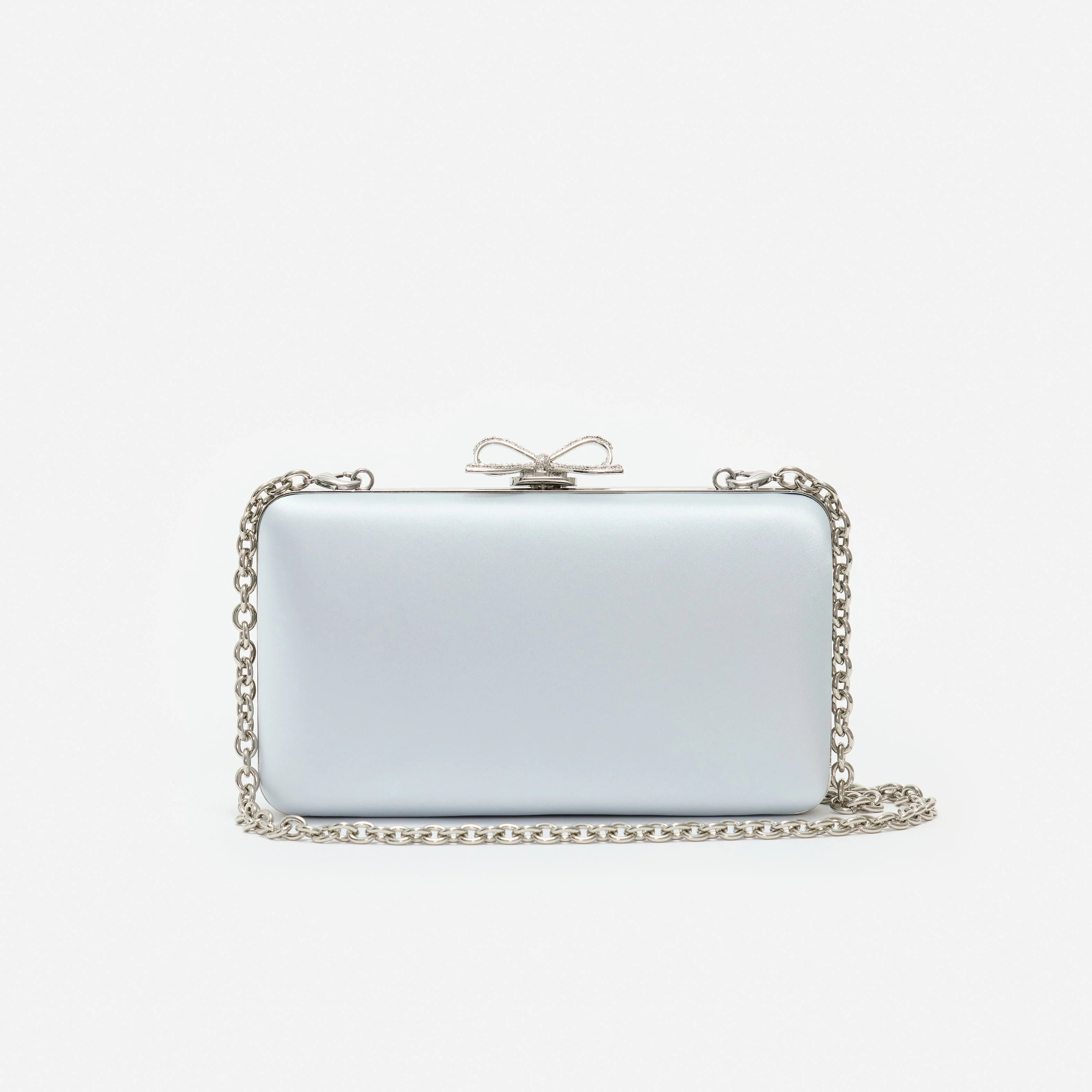 Blue Satin Clutch Bag
