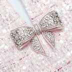Pink Sequin Boucle Bow Mini Dress