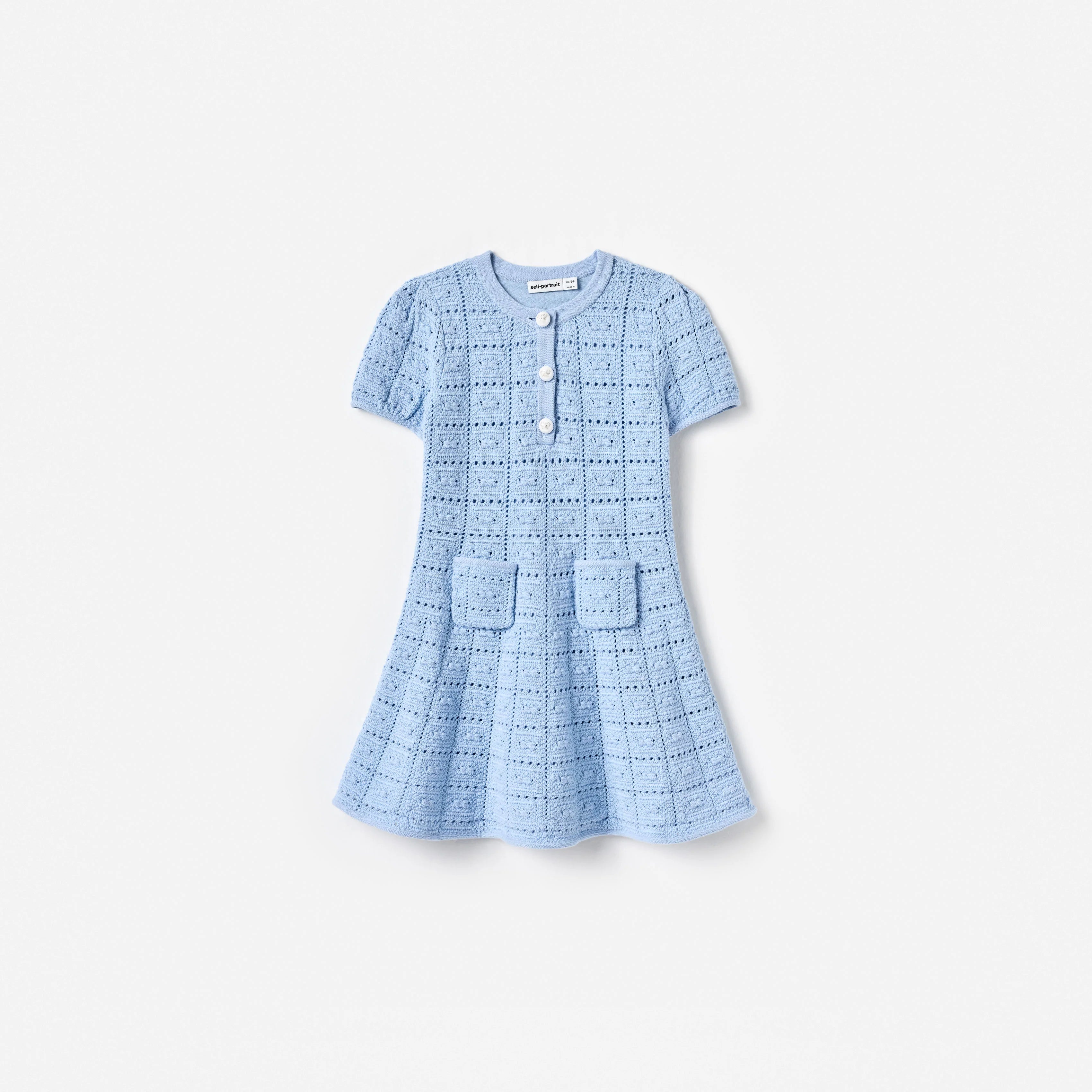 Blue Pointelle Knit Dress