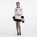 Check Boucle Fur Cuff Jacket