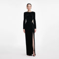 Black Velvet Embellished Maxi Dress