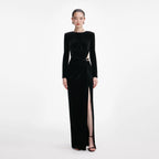 Black Velvet Embellished Maxi Dress