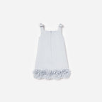 Blue Crepe Flower Dress