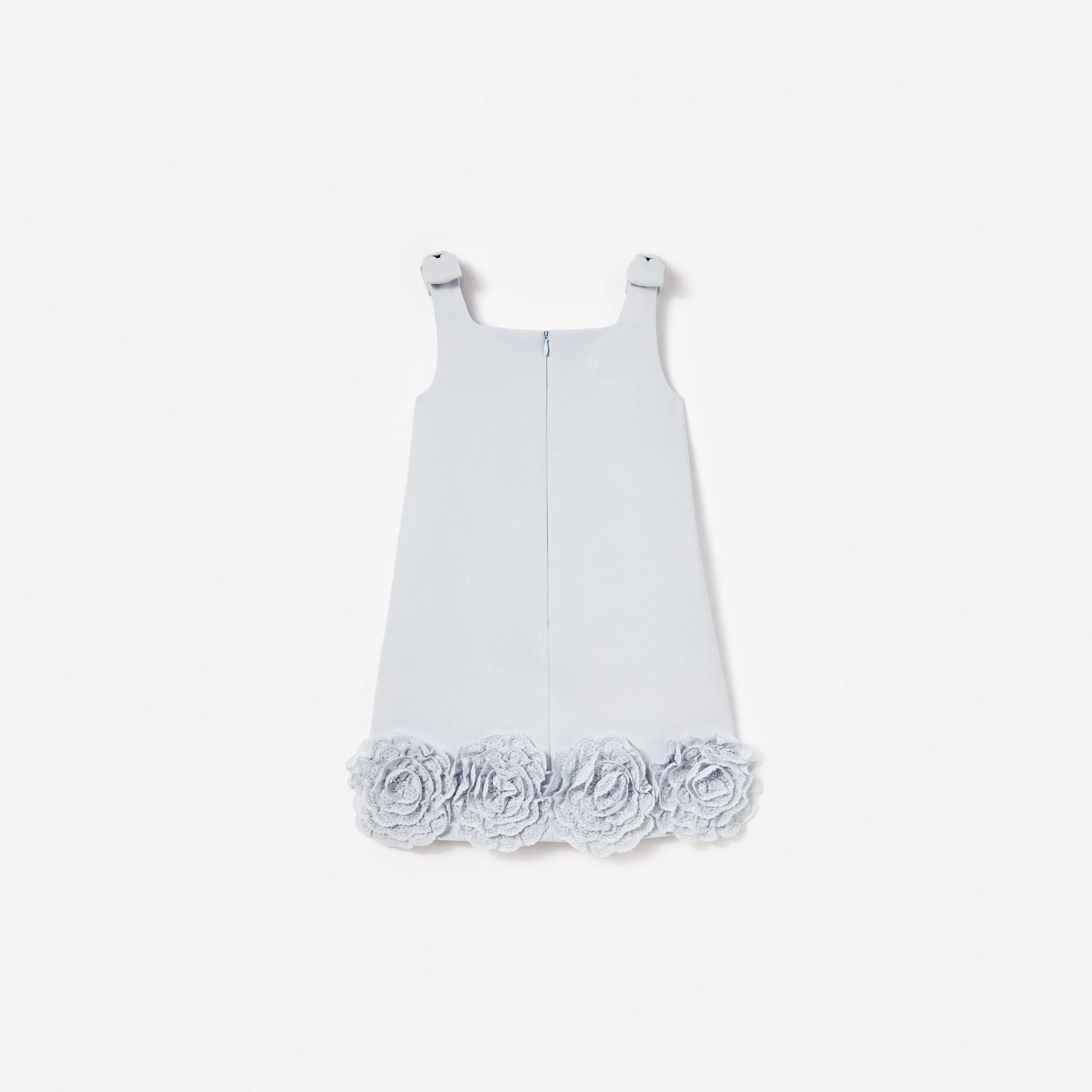 Blue Crepe Flower Dress