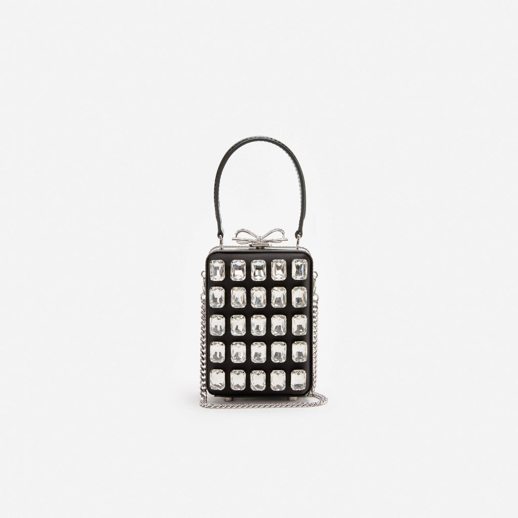 Black Satin Crystal Micro Bag