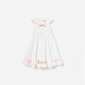 White Cotton Bow Embroidered Dress
