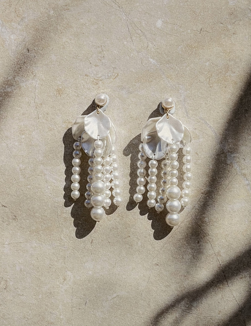 Pearl Petal Dangle Earrings