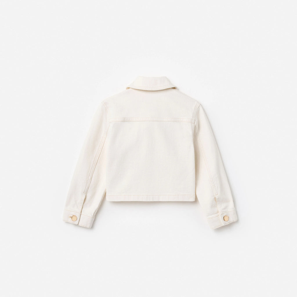 Cream Denim Cherry Motif Jacket