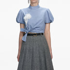 Blue Cotton Tie Side Top
