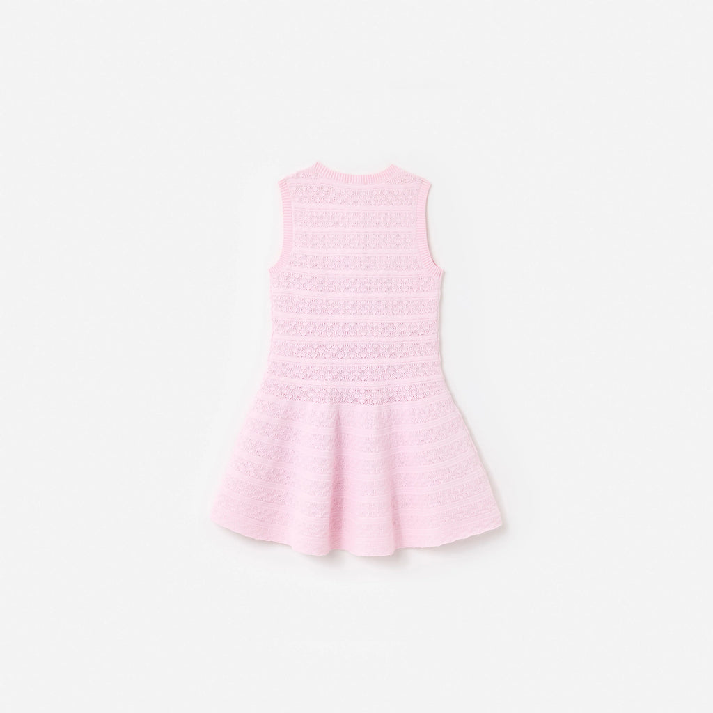Pink Lace Bow Knit Dress