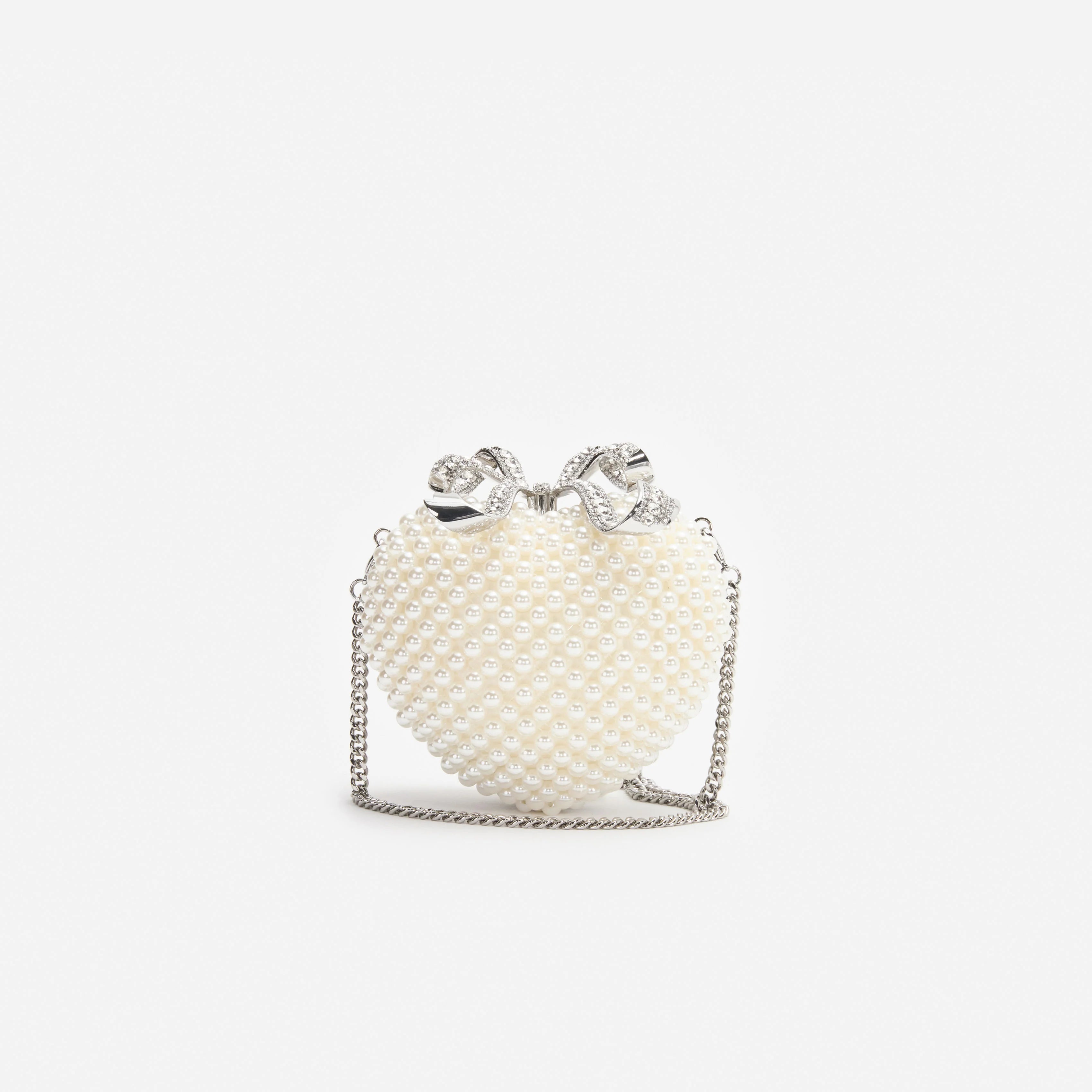 Pearl Heart Clutch Bag