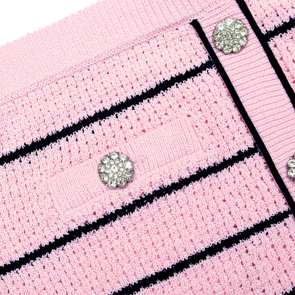 Pink Stripe Knit Mini Skirt