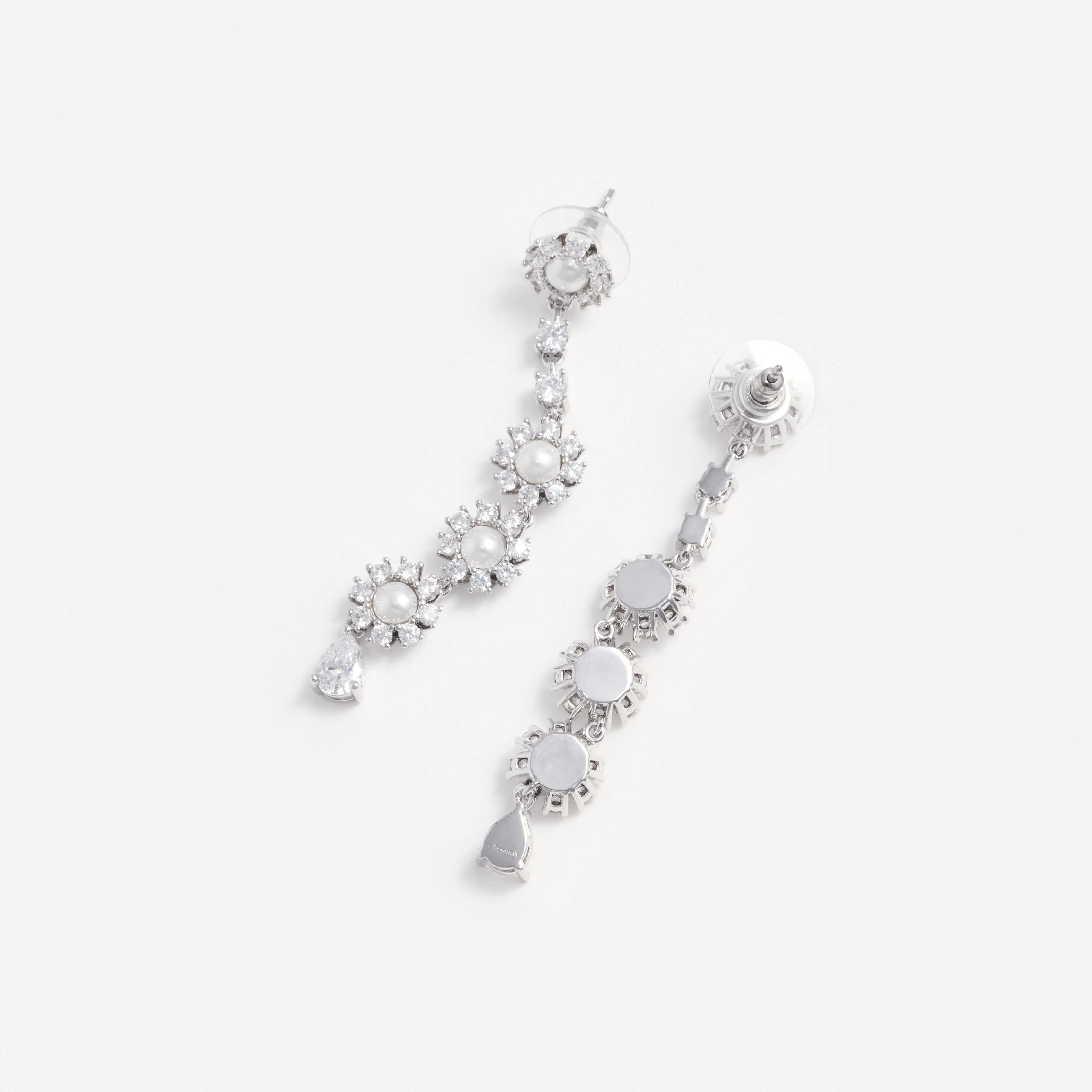 Crystal Pearl Tiered Drop Earrings
