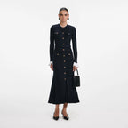 Navy Viscose Knit Midi Dress