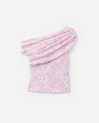 Pink Rhinestone Lace Drape Top