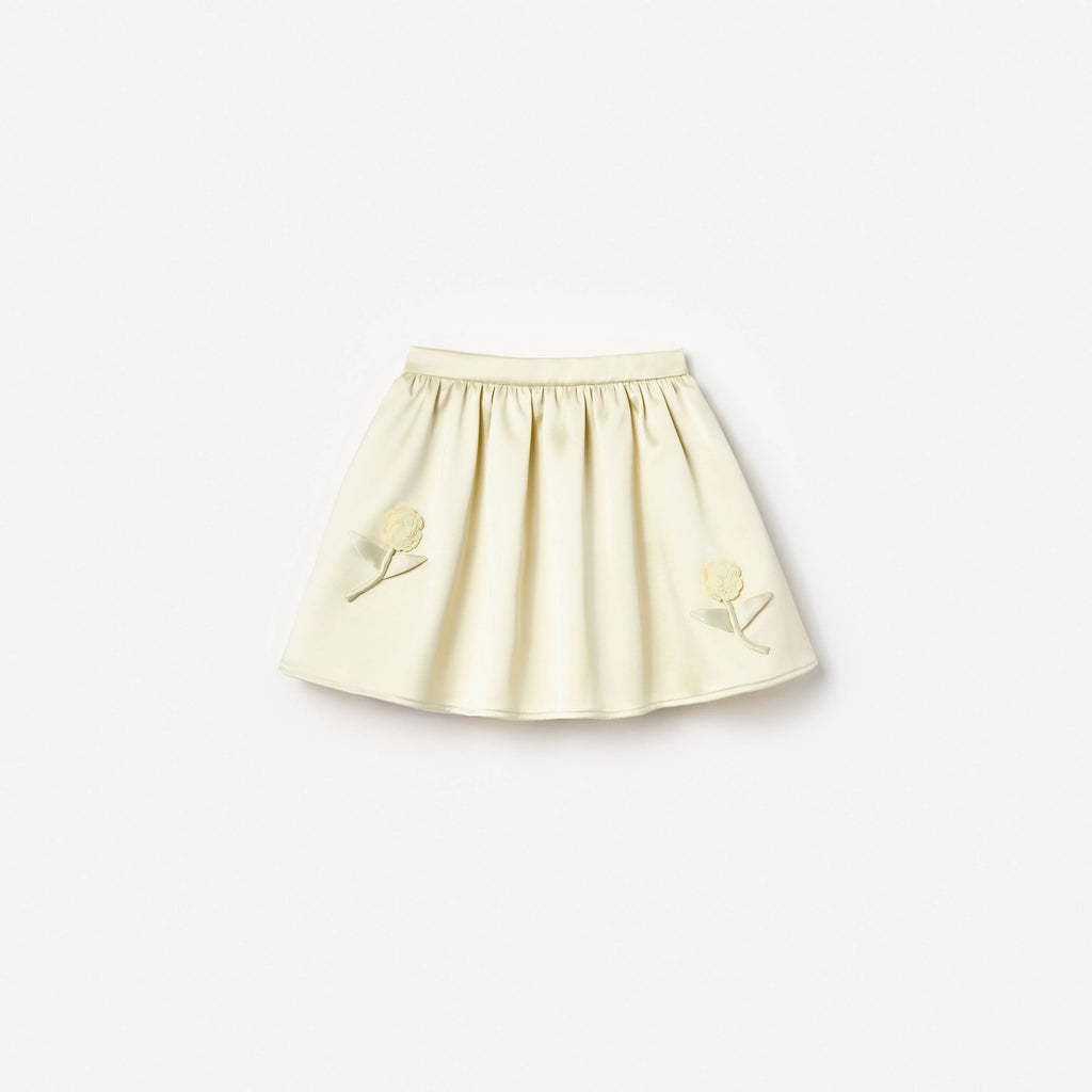 Yellow Satin Sequin Flower Skirt
