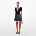 Black Knit Lace Collar Top