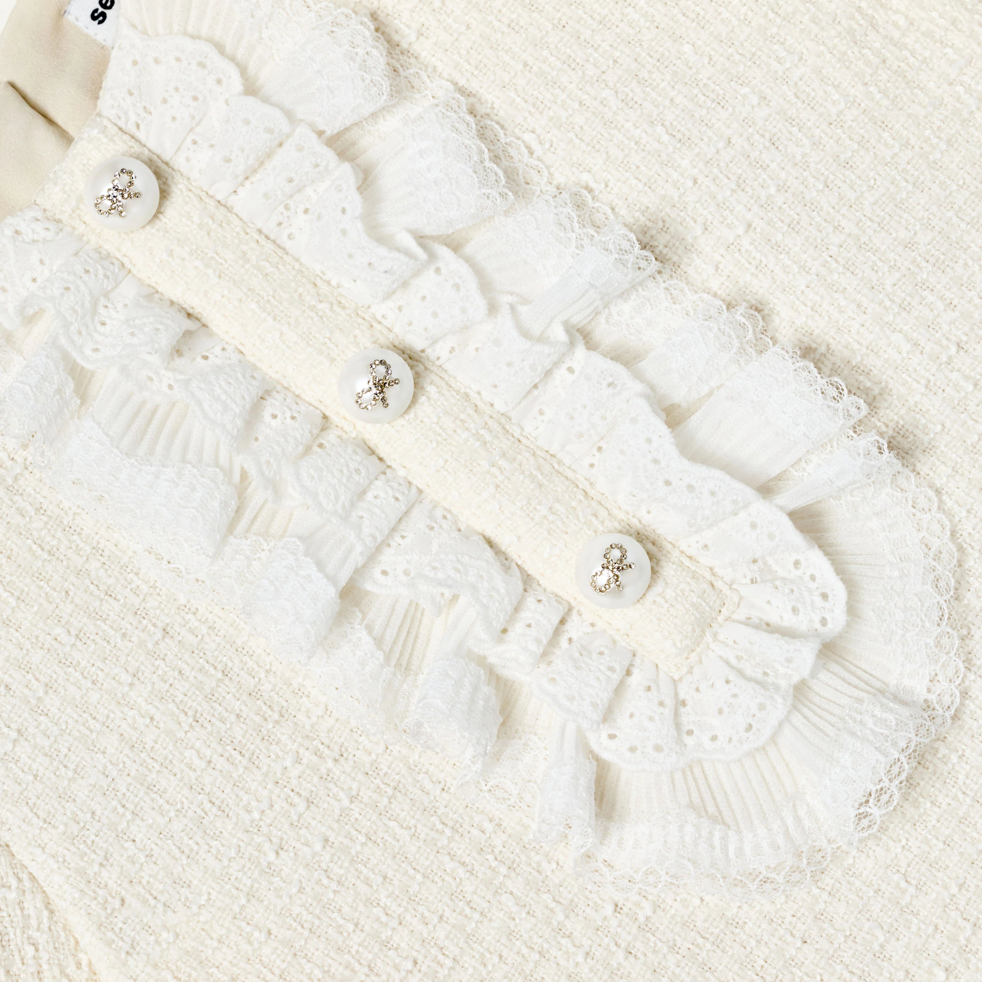 Cream Boucle Lace Bib Dress