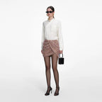 Multi Rhinestone Fishnet Mini Skirt