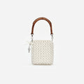 Cream Crystal Chain Mini Tote Bag