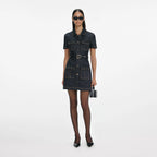Indigo Denim Crystal Trim Mini Dress