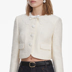 Cream Boucle Lace Collar Jacket