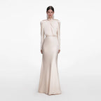 Champagne Satin Maxi Dress