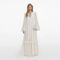 Cream And Gold Chiffon Maxi Dress