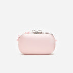 Pink Satin Floral Crystal Clutch