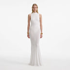 White Racer Back Viscose Knit Maxi Dress